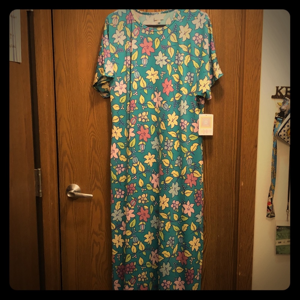 Lularoe Maria Maxi Dress in a Turquoise Floral